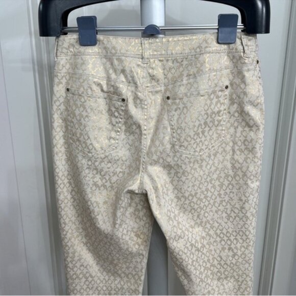 Chico’s Platinum Gold Pattern Jeans/Pants Sz 1.5/10 High Rise Ankle Stretchy - Picture 5 of 7